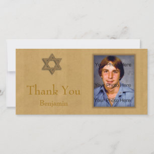 Bar Mitzvah Gold Thank You Card