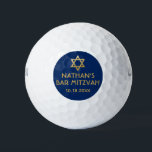 Bar Mitzvah Golf Ball Favours Blue Gold<br><div class="desc">Golf Ball Bar Mitzvah Save the Dates and Favours in modern and minimalist navy blue and gold personalized with your name and party date and a Star of David at the top. Background and font colours can be changed to match your event colour theme,  just click "customize further".</div>