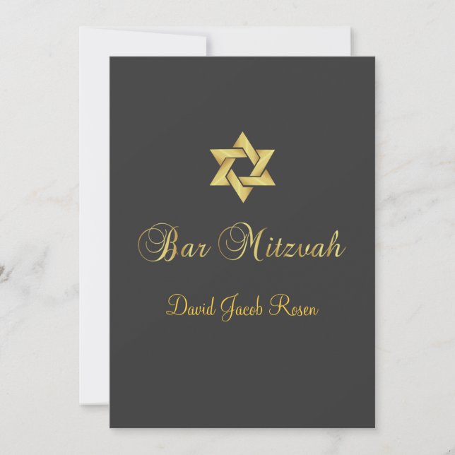Bar Mitzvah/graphite/gold Invitation (Front)