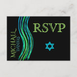 Bar Mitzvah Green Prayer Shawl RSVP<br><div class="desc">Customize this Bar Mitzvah RSVP with a colourful prayer shawl in green colours. You can change the background colour,  font,  text colour,  add graphics,  delete graphics and more to make the perfect invitation for your special event.</div>
