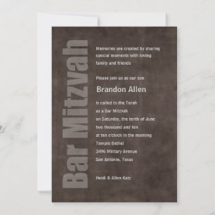 Bar Mitzvah Grunge Brown Invitation