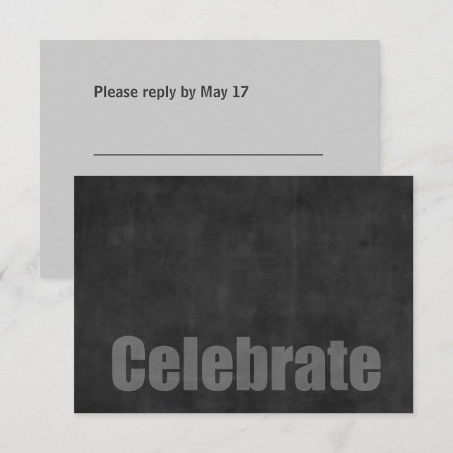 Bar Mitzvah Grunge Charcoal RSVP Card (Front/Back)