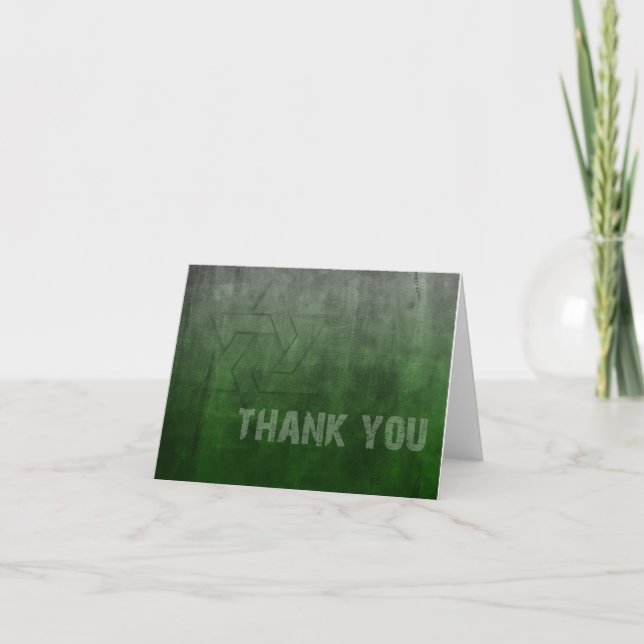 Bar Mitzvah Grunge Green Carte de remerciements (Devant)