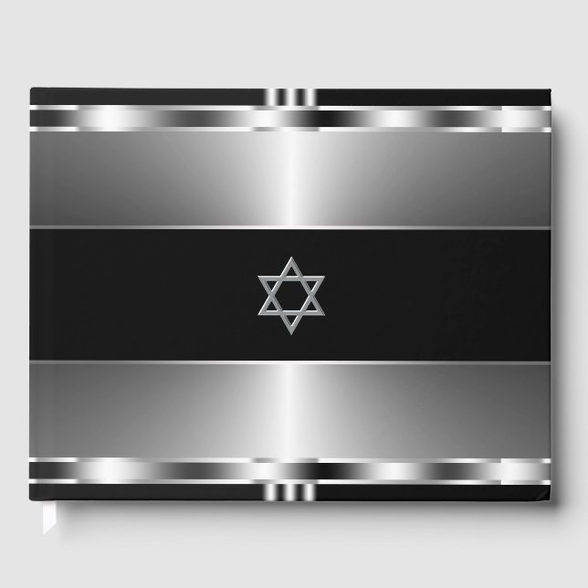 Bar Mitzvah Guest Book Black and Silver (Front)