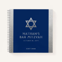 Bar Mitzvah Guest Signature Livre Argent et Bleu