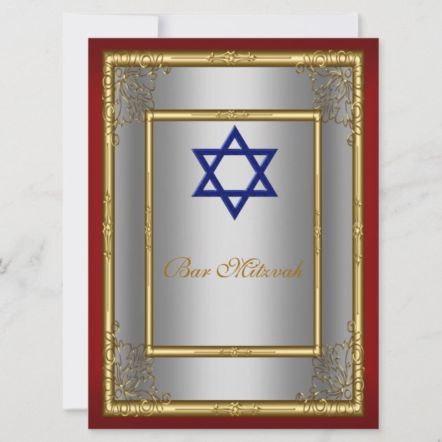 Bar Mitzvah Invitation Argent rouge (Dos)