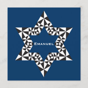 Bar Mitzvah Invitation Emanuel Star David Navy