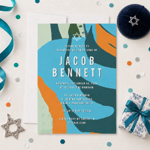 Bar Mitzvah Invitation Modern Abstract