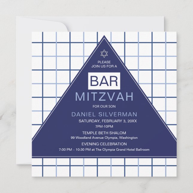Bar Mitzvah Invitation Modern Geometric (Front)