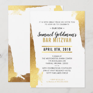BAR MITZVAH INVITATION moderne luxe doré bordure o
