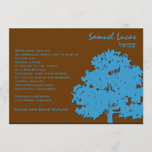 Bar Mitzvah Invitation Samuel Lucas Blue Trees