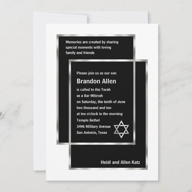 Bar Mitzvah Invitation Toute Couleur Que Vous Aime (Devant)
