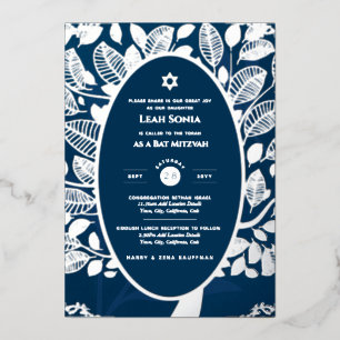 Bar Mitzvah Invitation VÉRITABLE FOIL Arbre de Vie