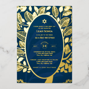 Bar Mitzvah Invitation VÉRITABLE FOIL Arbre de Vie