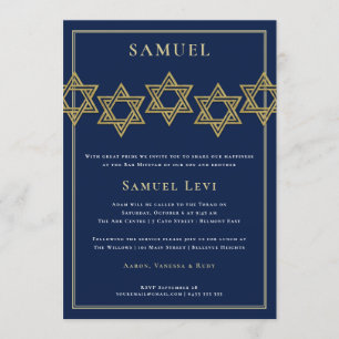 Bar Mitzvah Invitations Gold Star of David
