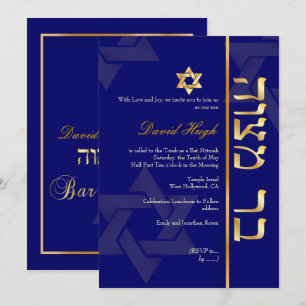 BAR MITZVAH INVITATIONS/STAR OF DAVID/DIY COLOR INVITATION