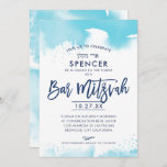BAR MITZVAH INVITE hand lettered aqua watercolor<br><div class="desc">by kat massard >>> kat@simplysweetPAPERIE.com <<< A super cool & modern invitation design for your son's BAR MITZVAH TIP :: 1. To change/move graphics & fonts and add more text - hit the "customise it" button. - - - - - - - - - - - - - - -...</div>