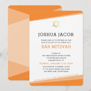 BAR MITZVAH INVITE simple modern bold orange