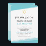 BAR MITZVAH INVITE simple modern turquoise blue<br><div class="desc">by kat massard >>> www.simplysweetPAPERIE.com <<< A simple, yet classy design for your son's BAR MITZVAH celebration. Wow your friends and family with this little number ;D Setup as a template it is simple for you to add your own details, add your photo or hit the customize button and you...</div>