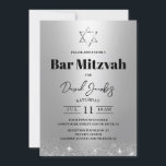 Bar Mitzvah Jewish Star of David Modern Silver Invitation<br><div class="desc">Bar Mitzvah Star of David Modern Silver Jewish Invitations.</div>