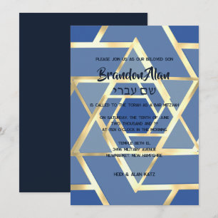 Bar Mitzvah Layered Stars of David Any Colours Invitation