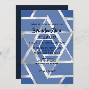 Bar Mitzvah Layered Stars of David Any Colours Invitation