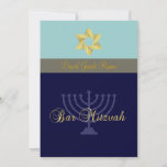 Bar Mitzvah/light   dark blue Invitation<br><div class="desc">Plain duo tone of blue with a golden Star of David not as flashy as Bat Mitzvah card,  classy subtle.  Fully customizable,  change your background colour.  Copyright © 2010 PixDezines.com and PixDezines on zazzle.com</div>