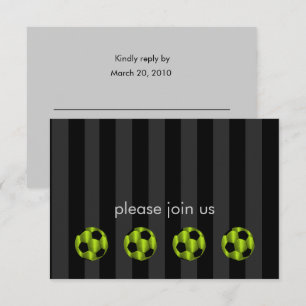 Bar Mitzvah Lime Green and Black Soccer Ball Invitation