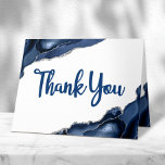 Bar Mitzvah Minimal Navy Blue Agate Script Blank Thank You Card<br><div class="desc">Make sure your favourite Bar Mitzvah shows his appreciation to all who supported his milestone event! Send out this cool, minimal, modern, personalized thank you card. Navy blue script typography and Star of David overlay a simple, white background with steel blue agate rocks accented with faux silver veins. Additional steel...</div>
