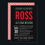 BAR MITZVAH modern bold block type black red Invitation<br><div class="desc">by kat massard >>> WWW.SIMPLYSWEETPAPERIE.COM <<< - - - - - - - - - - - - CONTACT ME to help with balancing your type perfectly Love the design, but would like to see some changes - another colour scheme, product, add a photo or adapted for a different occasion...</div>