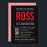 BAR MITZVAH modern bold block type black red Invitation<br><div class="desc">by kat massard >>> WWW.SIMPLYSWEETPAPERIE.COM <<< - - - - - - - - - - - - CONTACT ME to help with balancing your type perfectly Love the design, but would like to see some changes - another colour scheme, product, add a photo or adapted for a different occasion...</div>