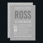 BAR MITZVAH modern bold block type grey grey mono Invitation<br><div class="desc">by kat massard >>> WWW.SIMPLYSWEETPAPERIE.COM <<< - - - - - - - - - - - - CONTACT ME to help with balancing your type perfectly Love the design, but would like to see some changes - another colour scheme, product, add a photo or adapted for a different occasion...</div>