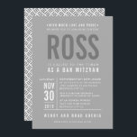 BAR MITZVAH modern bold block type grey grey mono Invitation<br><div class="desc">by kat massard >>> WWW.SIMPLYSWEETPAPERIE.COM <<< - - - - - - - - - - - - CONTACT ME to help with balancing your type perfectly Love the design, but would like to see some changes - another colour scheme, product, add a photo or adapted for a different occasion...</div>