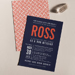 BAR MITZVAH modern bold block type navy orange red Invitation<br><div class="desc">by kat massard >>> WWW.SIMPLYSWEETPAPERIE.COM <<< - - - - - - - - - - - - CONTACT ME to help with balancing your type perfectly Love the design, but would like to see some changes - another colour scheme, product, add a photo or adapted for a different occasion...</div>