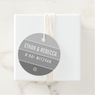 BAR MITZVAH modern bold ombre block gray Favour Tags