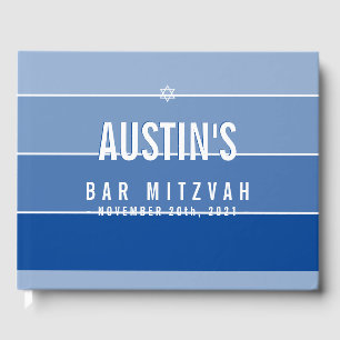 BAR MITZVAH modern bold ombre royal blue Guest Book