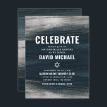 Bar Mitzvah Modern Bold Silver Foil Charcoal Grey Enclosure Card<br><div class="desc">Be proud, rejoice and showcase this milestone of your favourite Bar Mitzvah! Include this cool, unique, modern, personalized insert for additional information to your event. Metallic silver foil brush strokes and Star of David, along with bold, white typography, overlay a rich, dark charcoal grey blue ombre paint background. Personalize the...</div>
