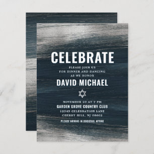 Bar Mitzvah Modern Bold Silver Foil Charcoal Grey Enclosure Card