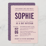 BAR MITZVAH modern chic type aubergine blush pink Invitation<br><div class="desc">by kat massard >>> WWW.SIMPLYSWEETPAPERIE.COM <<< - - - - - - - - - - - - CONTACT ME to help with balancing your type perfectly Love the design, but would like to see some changes - another colour scheme, product, add a photo or adapted for a different occasion...</div>
