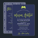 Bar Mitzvah modern contoller gamer navy lime MASON Invitation<br><div class="desc">*** NOTE - THE LIME GREEN TYPE Script font IS A PRINTED PICTURE *** - - - - - - - - - - - - - - - - - - - - - - - - CONTACT ME for custom "script lettering" Love the design, but would like to...</div>