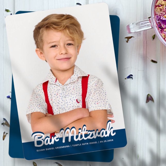 Bar Mitzvah Modern Custom Photo Invitation (Creator Uploaded)