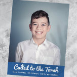 Bar Mitzvah Modern Custom Photo Invitation Postcard<br><div class="desc">"Called to the Torah" written in playful cursive script with sans serif typography on a simple colour background. Add a custom photo. 

Available here:
http://www.zazzle.com/store/selectpartysupplies</div>