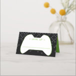 BAR MITZVAH modern gamer fun control black green Place Card<br><div class="desc">by kat massard >>> kat@simplysweetPAPERIE.com <<< An on trend, cute design for your Event Reception PLACE CARDS, with hand write guests names and add table number TIP :: 1. To change/move graphics & fonts and add more text - hit the "customise it" button - - - - - - -...</div>