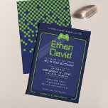 BAR MITZVAH modern gaming controls navy neon green Invitation<br><div class="desc">by kat massard >>> WWW.SIMPLYSWEETPAPERIE.COM <<< - - - - - - - - - - - - - - - - - - - - - - - - The perfect design for a "Gaming Themed" BAR or BAT MITZVAH celebration Love the design, but would like to see some...</div>