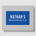 BAR MITZVAH modern geometric pattern grey blue Guest Book<br><div class="desc">by kat massard >>> https://linktr.ee/simplysweetpaperie <<<</div>