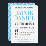 BAR MITZVAH modern geometric stack sporty blue Invitation<br><div class="desc">by kat massard >>> WWW.SIMPLYSWEETPAPERIE.COM <<< - - - - - - - - - - - - CONTACT ME to help with balancing your type perfectly Love the design, but would like to see some changes - another colour scheme, product, add a photo or adapted for a different occasion...</div>