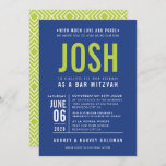 BAR MITZVAH modern geometric type royal blue lime Invitation<br><div class="desc">by kat massard >>> WWW.SIMPLYSWEETPAPERIE.COM <<< - - - - - - - - - - - - CONTACT ME to help with balancing your type perfectly Love the design, but would like to see some changes - another colour scheme, product, add a photo or adapted for a different occasion...</div>