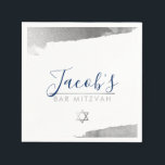 BAR MITZVAH modern luxe gilded silver navy blue Napkin<br><div class="desc">by kat massard >>> WWW.SIMPLYSWEETPAPERIE.COM <<<</div>