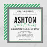 BAR MITZVAH modern masculine green grey sport Invitation<br><div class="desc">by kat massard >>> kat@simplysweetPAPERIE.com <<< CONTACT ME for custom wording or to add any lines in Hebrew Love the design, but would like to see some changes - another colour scheme, product, add a photo or adapted for a different occasion - no worries simply contact me - I am...</div>