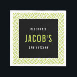 BAR MITZVAH modern metal grid lime black Napkin<br><div class="desc">by kat massard >>> WWW.SIMPLYSWEETPAPERIE.COM <<<</div>